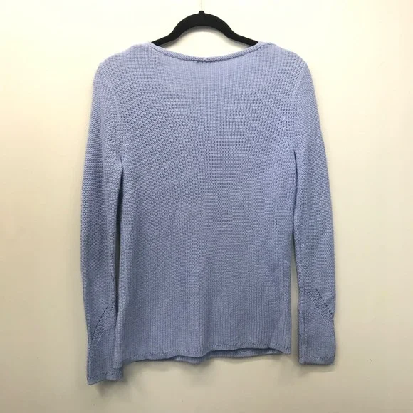 TALBOTS Petite Women's MP Cable Knit Light Blue Sweater 100% Pima Cotton - Picture 4 of 5